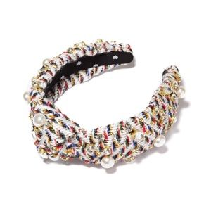 Lele Sadoughi Multicolor Tweed Headband with Pearls